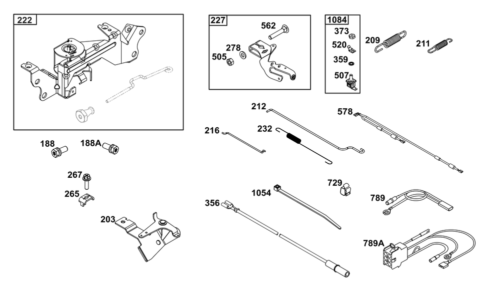 Controls Group Diagram and Parts List for 305777-0158-G1 200000 - 399999 Briggs and Stratton Engine